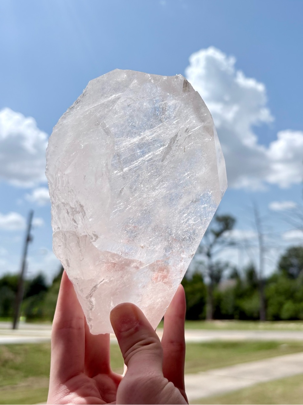 Large Clear Quartz Crystal Point - Light Pink Tones